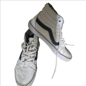 Vans OFF THE WALL supple leather HI TOP white skateboard shoes sneakers UNISEX